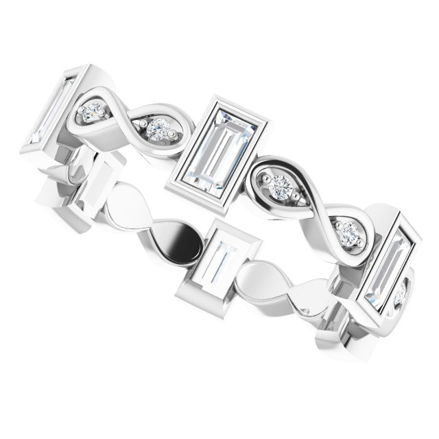 0.94 ct. Bezel Set Baguette & Round Diamond Infinity Design Eternity Band-VIRABYANI